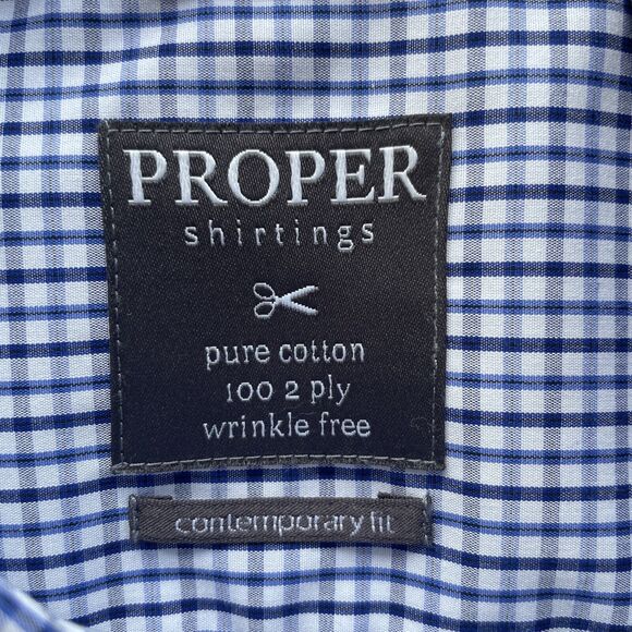 Proper Shirting Mens Contemporary Fit Shirt 2 Ply Plaid Long Sleeve 17.5 36-37 - Picture 3 of 10